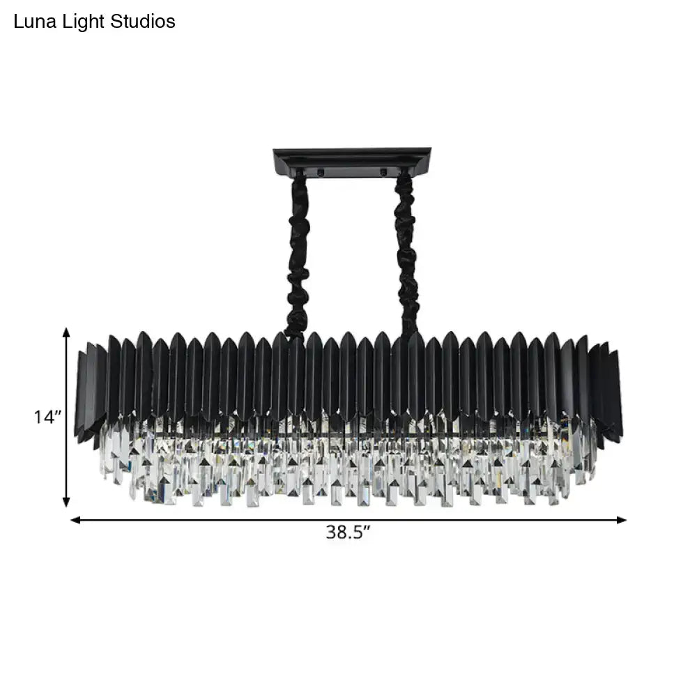 Modern black & gold crystal chandelier dining room rectangular light