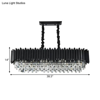 Modern black & gold crystal chandelier dining room rectangular light