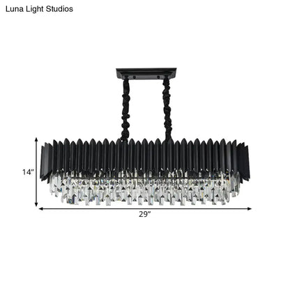 Modern black & gold crystal chandelier dining room rectangular light