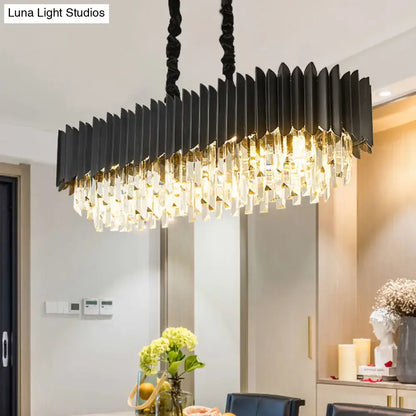 Modern black & gold crystal chandelier dining room rectangular light