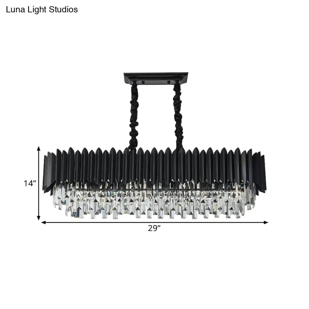 Modern black & gold crystal chandelier dining room rectangular light