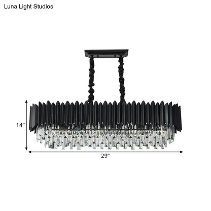 Modern black & gold crystal chandelier dining room rectangular light