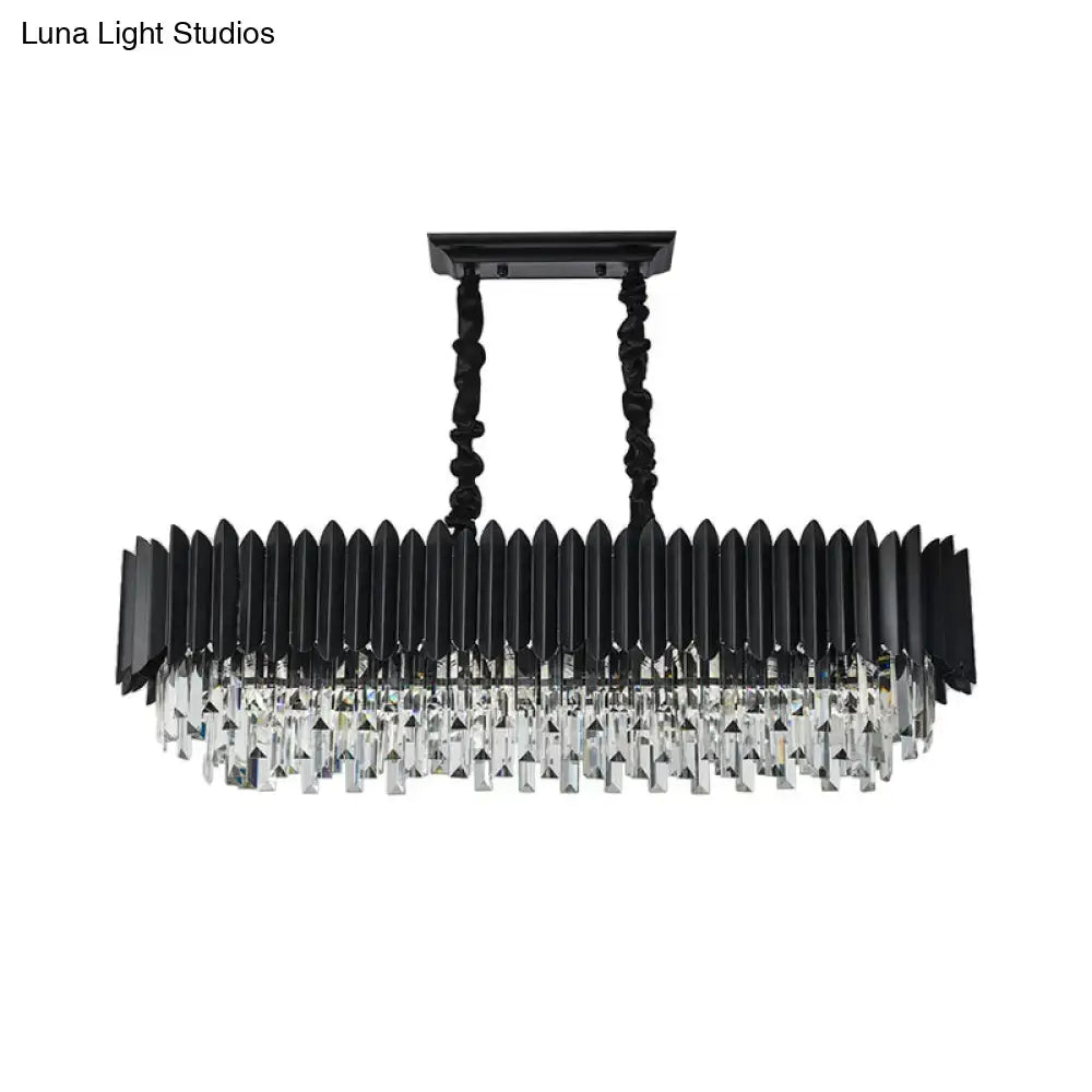 Modern black & gold crystal chandelier dining room rectangular light