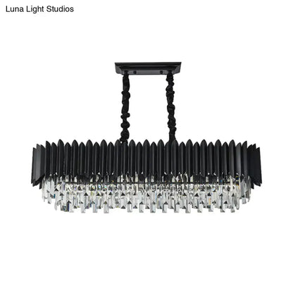 Modern black & gold crystal chandelier dining room rectangular light