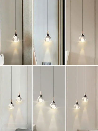 Modern black & gold crystal led ball pendant dining room light