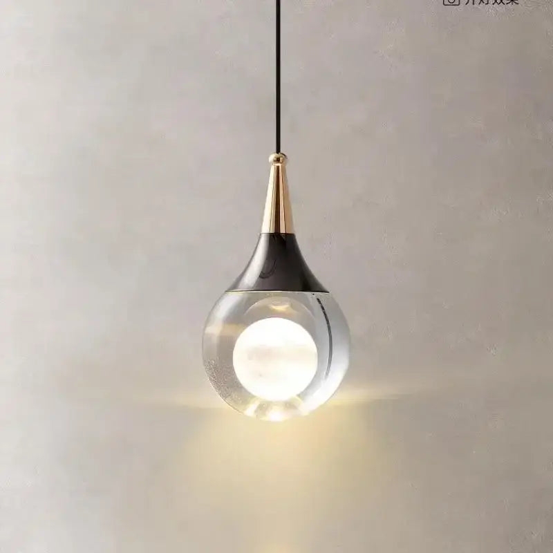 Modern black & gold crystal led ball pendant dining room light