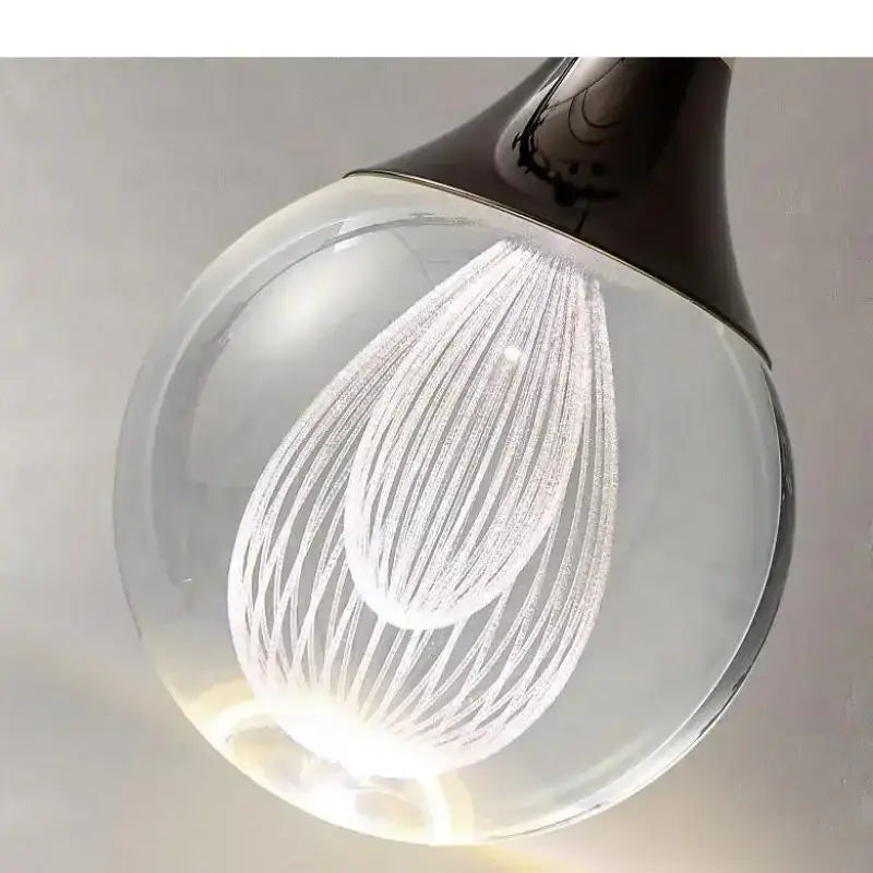 Modern black & gold crystal led ball pendant dining room light
