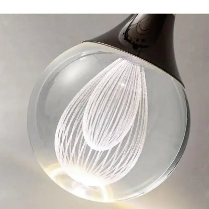 Modern black & gold crystal led ball pendant dining room light