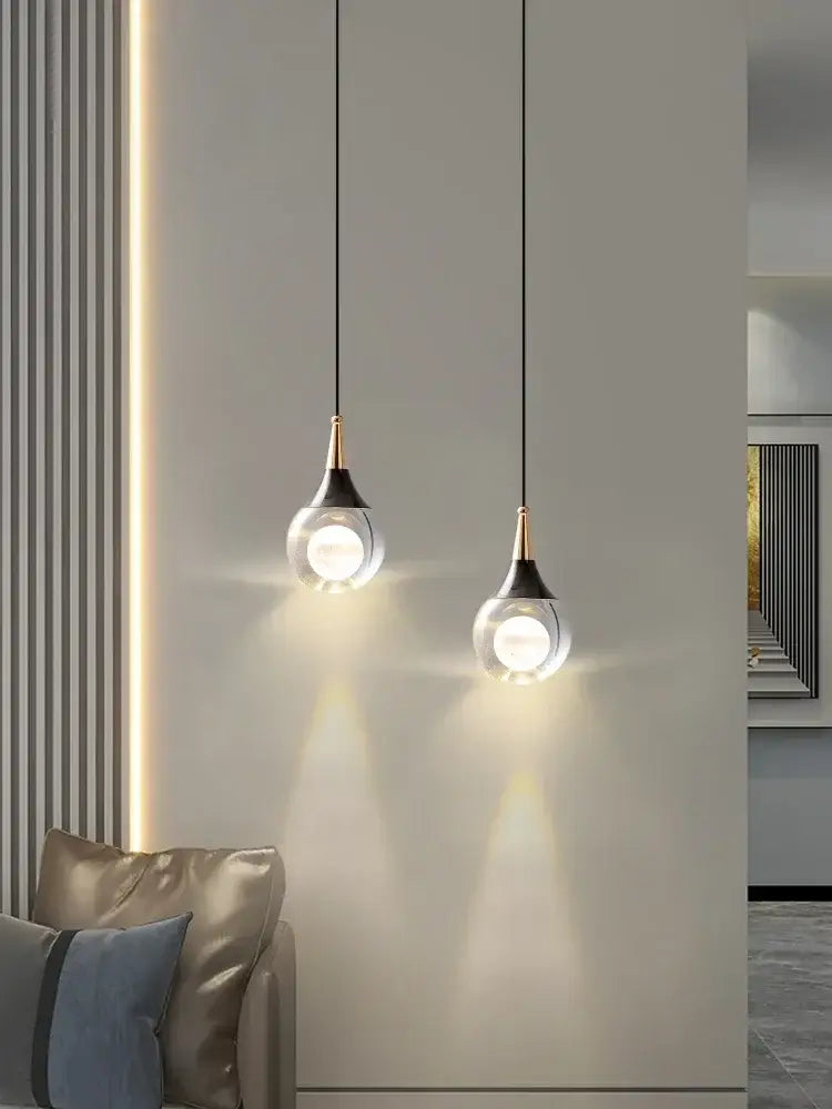 Modern black & gold crystal led ball pendant dining room light