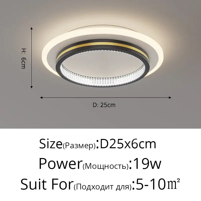 Modern black & gold crystal led ceiling lights for entrance hallways