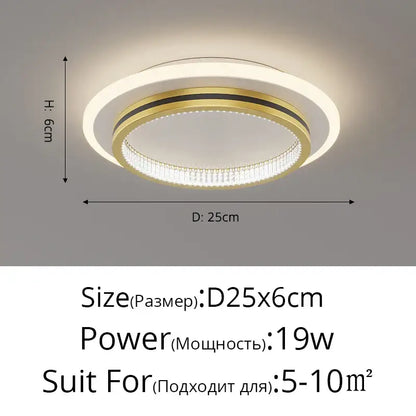 Modern black & gold crystal led ceiling lights for entrance hallways