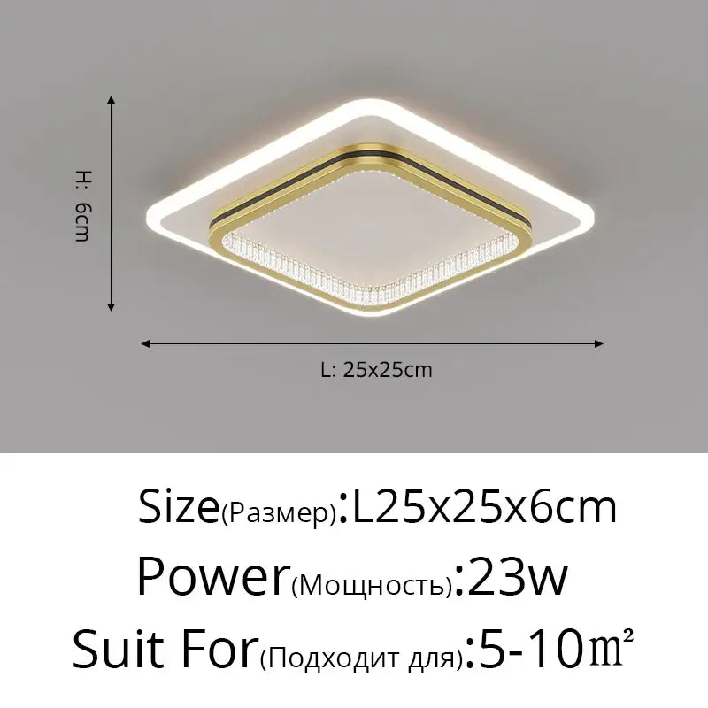 Modern black & gold crystal led ceiling lights for entrance hallways