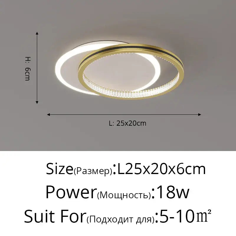 Modern black & gold crystal led ceiling lights for entrance hallways