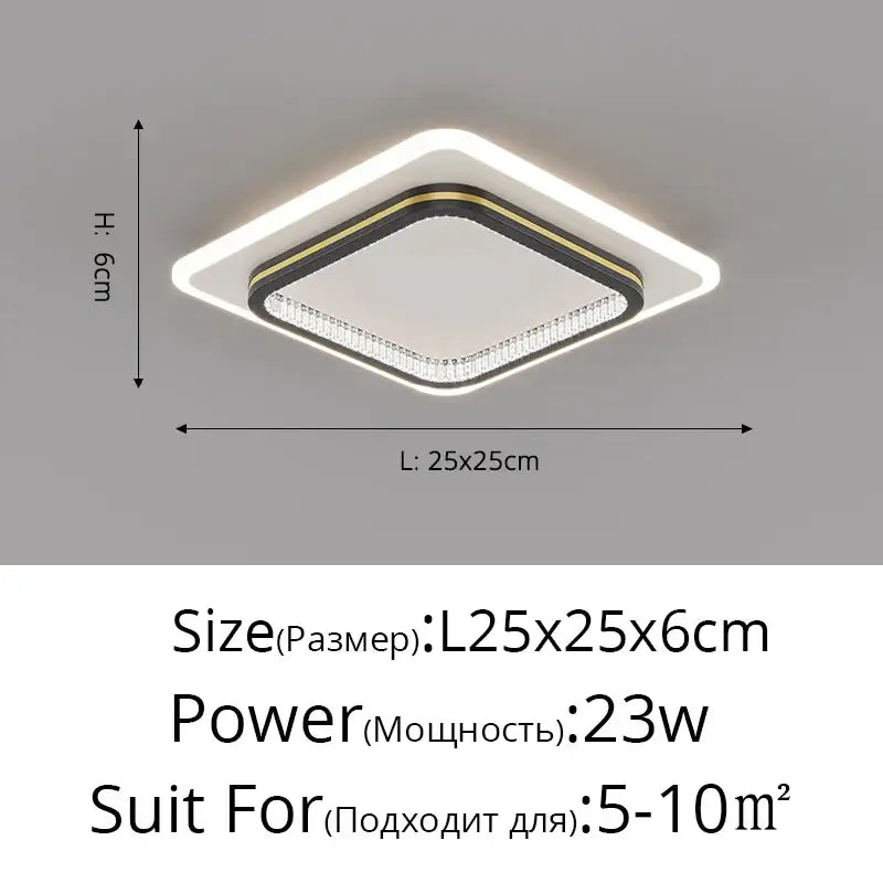Modern black & gold crystal led ceiling lights for entrance hallways