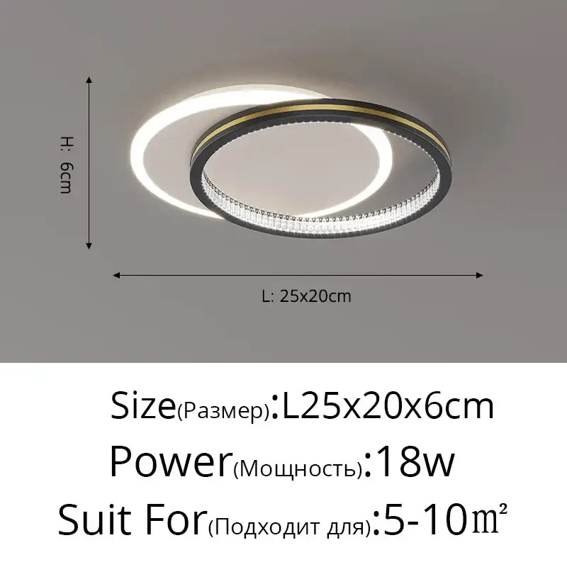 Modern black & gold crystal led ceiling lights for entrance hallways