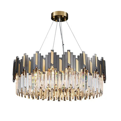 Modern black & gold crystal led chandelier for living room lighting