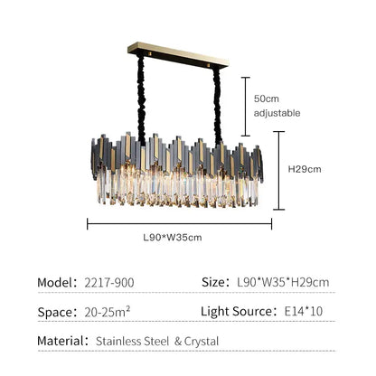 Modern black & gold crystal led chandelier for living room lighting