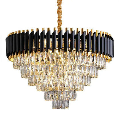 Modern black & gold crystal led pendant chandelier dining room