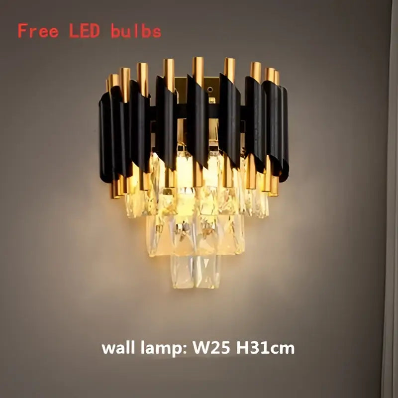 Modern black & gold crystal led pendant chandelier dining room