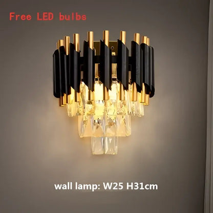 Modern black & gold crystal led pendant chandelier dining room