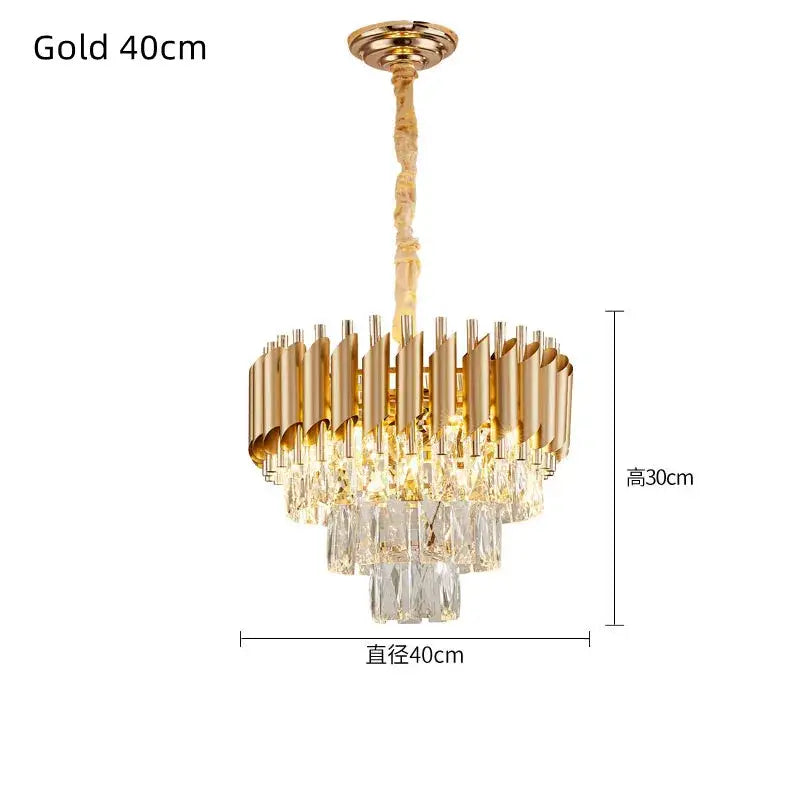 Modern black & gold crystal led pendant chandelier living room