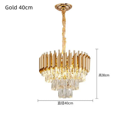 Modern black & gold crystal led pendant chandelier living room