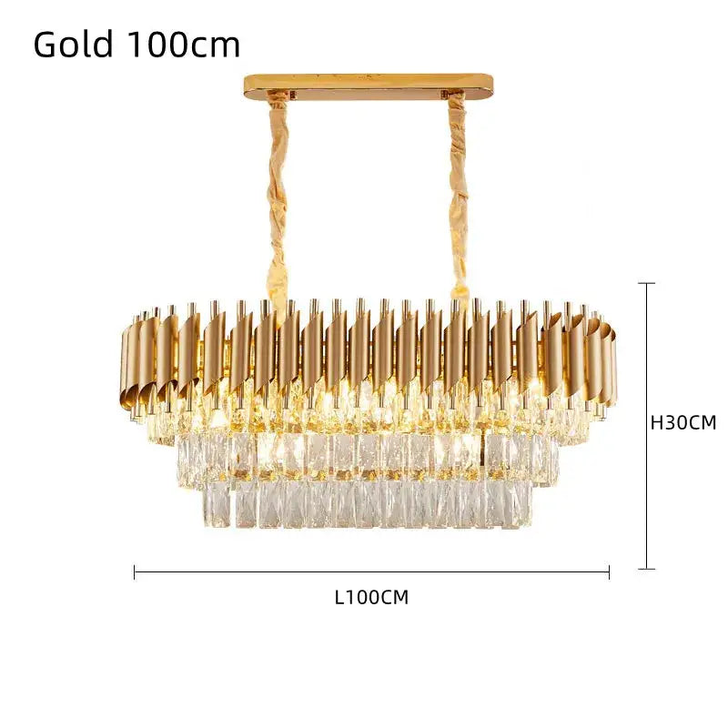 Modern black & gold crystal led pendant chandelier living room