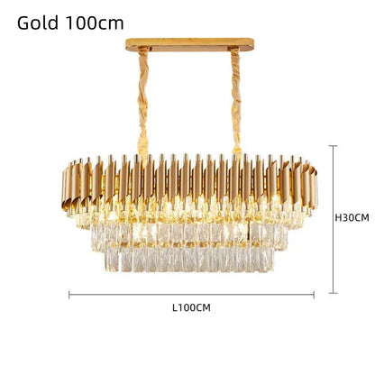 Modern black & gold crystal led pendant chandelier living room