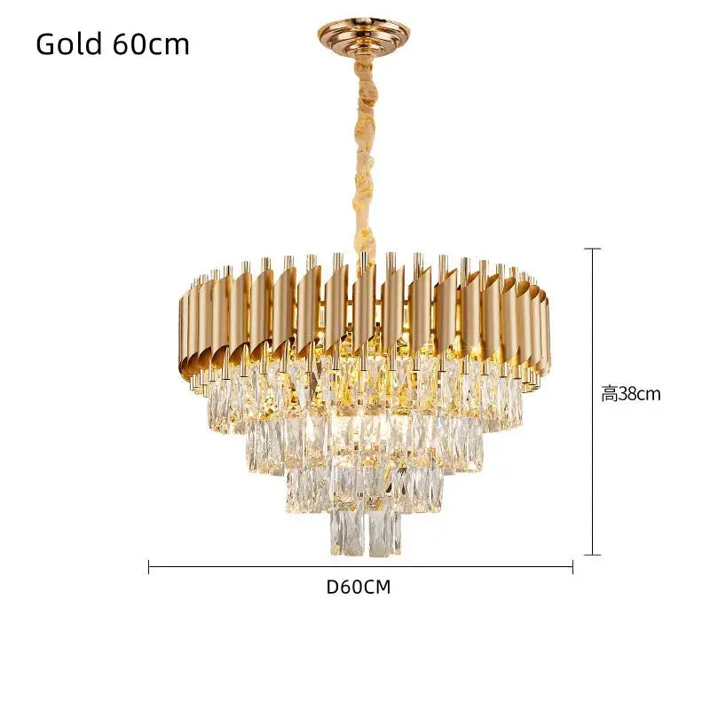 Modern black & gold crystal led pendant chandelier living room