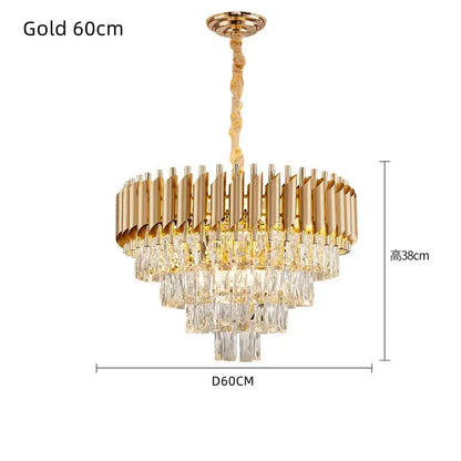 Modern black & gold crystal led pendant chandelier living room