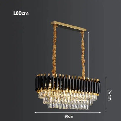 Modern black & gold crystal led pendant chandelier living room