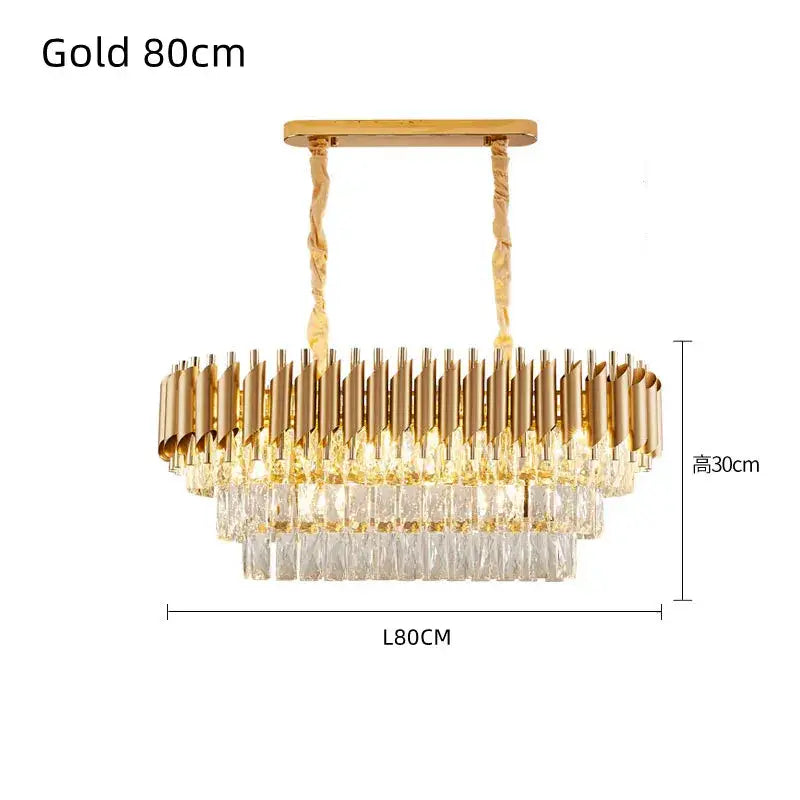 Modern black & gold crystal led pendant chandelier living room