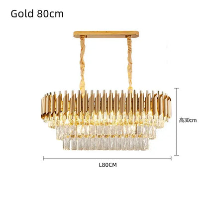 Modern black & gold crystal led pendant chandelier living room