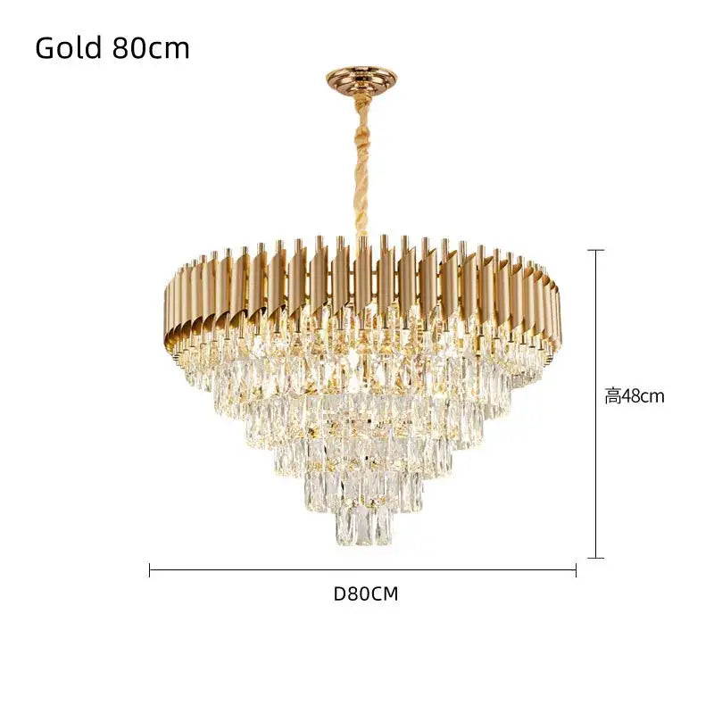 Modern black & gold crystal led pendant chandelier living room
