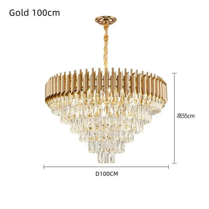 Modern black & gold crystal led pendant chandelier living room
