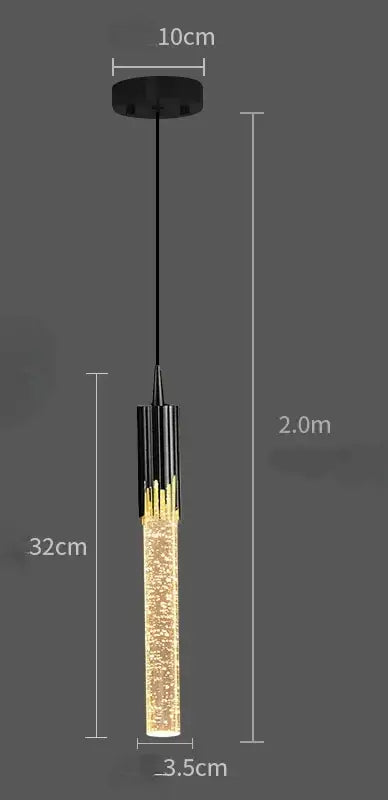 Modern black & gold crystal led pendant lamp dining room