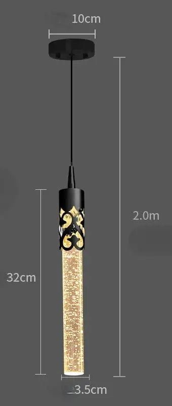 Modern black & gold crystal led pendant lamp dining room