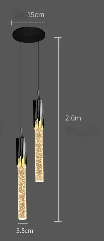 Modern black & gold crystal led pendant lamp dining room