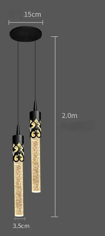 Modern black & gold crystal led pendant lamp dining room