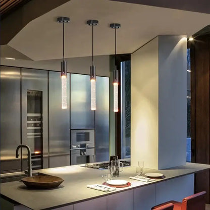 Modern black & gold crystal led pendant lamp dining room