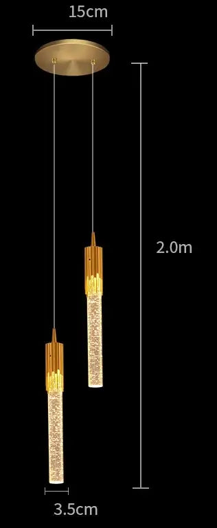 Modern black & gold crystal led pendant lamp dining room