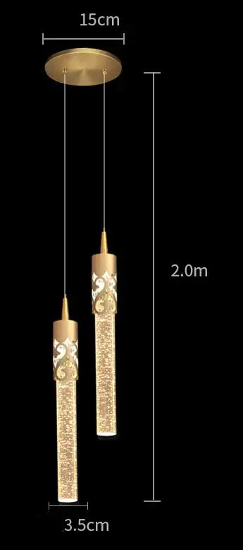 Modern black & gold crystal led pendant lamp dining room