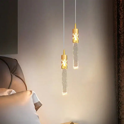 Modern black & gold crystal led pendant lamp dining room