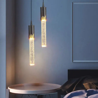 Modern black & gold crystal led pendant lamp dining room