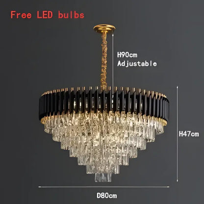 Modern black & gold crystal led pendant light dining room
