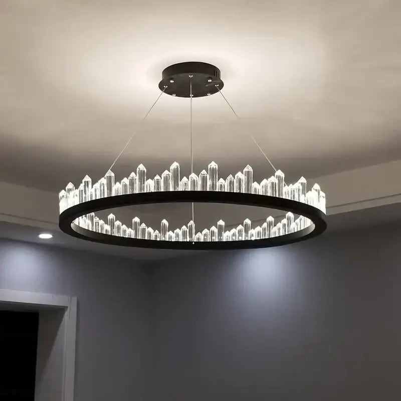 Modern black & gold crystal led pendant lights dining room chandelier