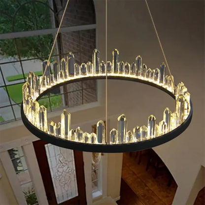 Modern black & gold crystal led pendant lights dining room chandelier