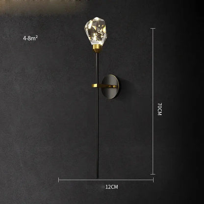 Modern black & gold crystal led wall sconce bedroom light