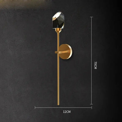 Modern black & gold crystal led wall sconce bedroom light