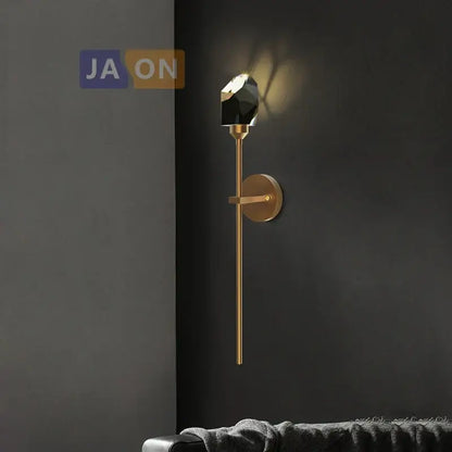 Modern black & gold crystal led wall sconce bedroom light
